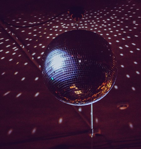 A disco ball with lights.