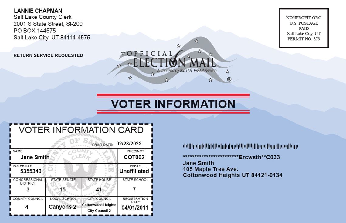 image of a voter information card