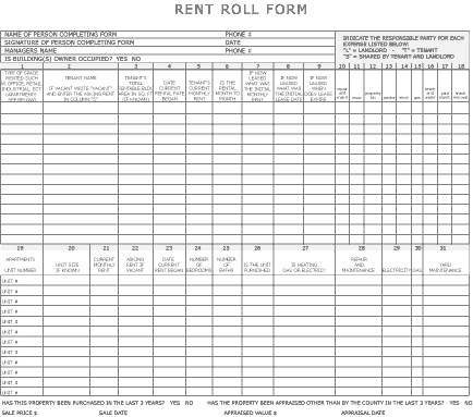 Rent Roll form