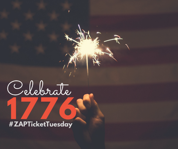 celebrate 1776 with zap ticket tuesday