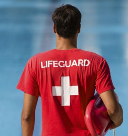 Lifeguard in a red shirt